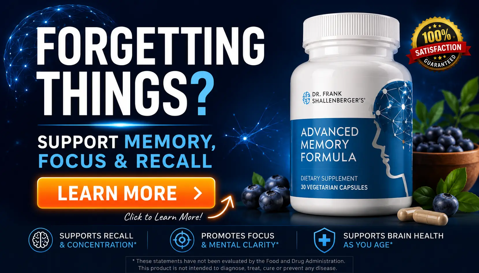 Advanced Memory Formula banner for memory focus and recall support