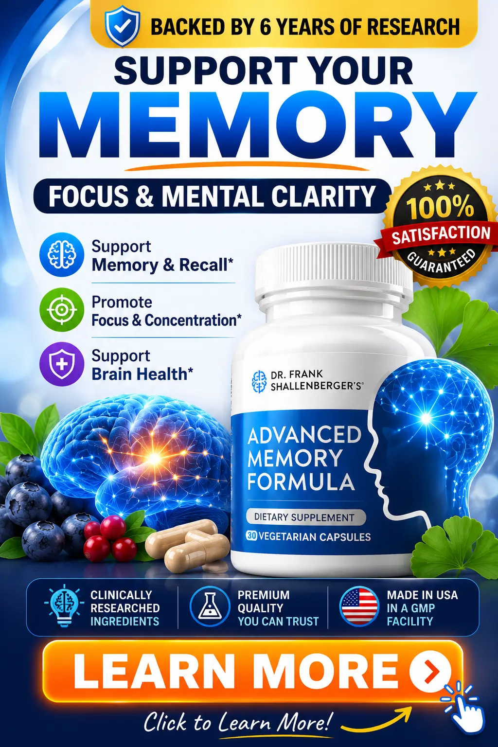 Advanced Memory Formula mobile supplement banner for memory and mental clarity