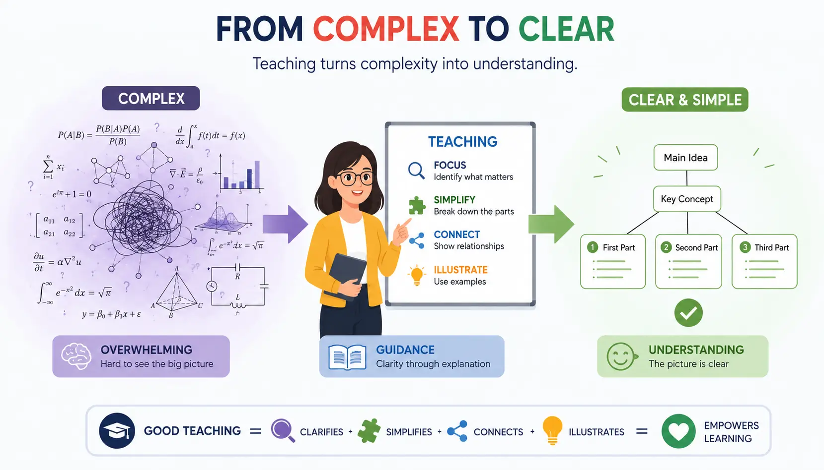 Feynman Technique transforming complex information into simple understandable explanations through teaching.
