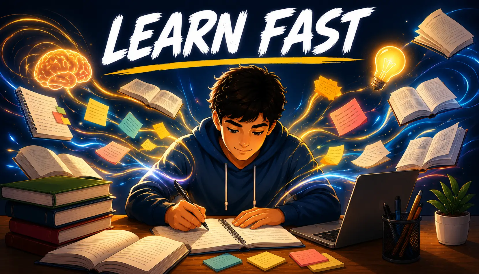 Student using effective memorization techniques to learn and recall information more quickly.