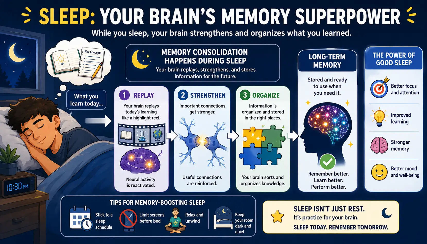 Sleep supporting memory consolidation and long-term retention of information learned through reading