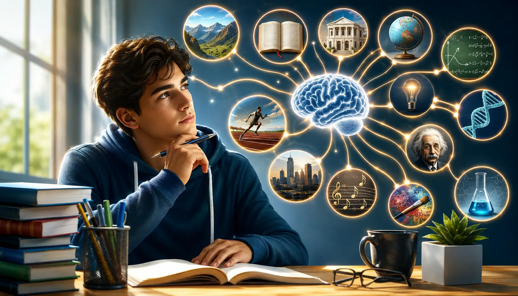 Educational illustration showing retrieval cues, memory associations, and successful memory recall through cue-based retrieval pathways