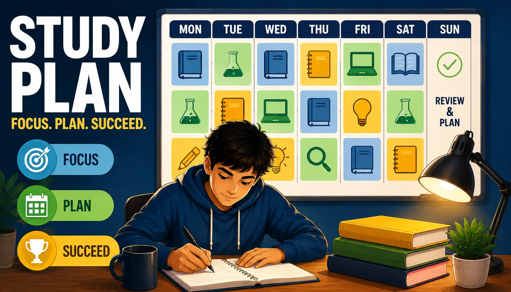Student following a structured study schedule designed to improve learning and long-term memory retention.
